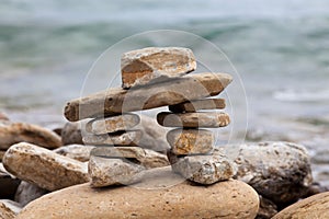 Inuksuk or Inkukshuk on the Huron lake shore