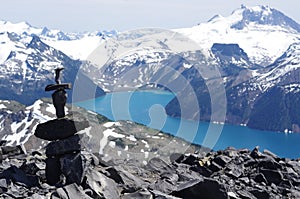 Inuksuk on top of Black Tusk mountain