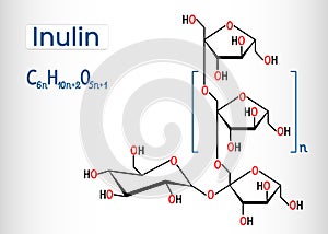 Inulin molecule. Structural chemical formula and molecule model