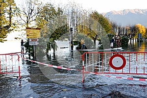 Inundation of lake Maggiore at Locarno