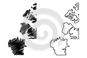 Inuvik Region (Canada, Northwest Territories, North America) map vector illustration, scribble sketch Inuvik map photo