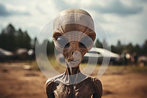Invaders from the universe: alien face and UFO