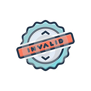 Color illustration icon for Invalid, risk and interface