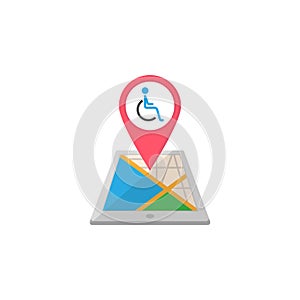Invalid map pointer flat icon, mobile gps