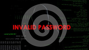 Invalid password, unsuccessful attempt to crack system, cyber crime, hacking