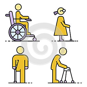 Invalid people icon set line color vector