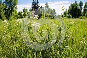 invasive plant species taking over a meadow