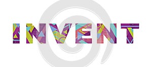 Invent Concept Retro Colorful Word Art Illustration