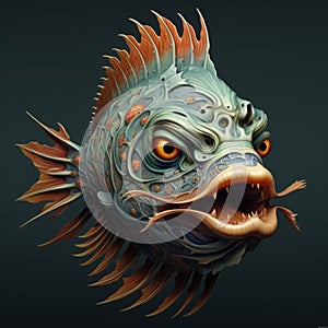 Inventive 3d Fish Art With Detailed Brushwork And Ancient Chinese Influence