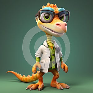 Inventive 3d Rendering Of A Casual Cartoon Coelophysis Game Character