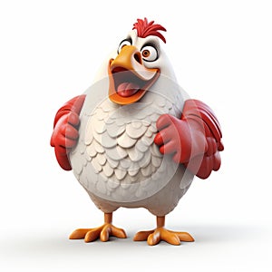 Inventive Cartoon Chicken Render With Strong Facial Expression
