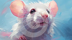 Inventive Character Designs: Little White Rat In Digital Painting Style