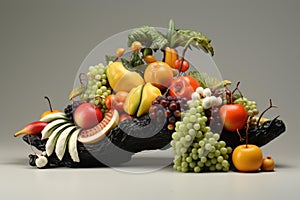 Inventive Sculpture with fruit. Generate Ai