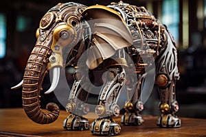 Inventive Steampunk elephant. Generate Ai photo