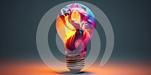 Inventive Vision Unique Concept with a Painted Lightbulb. Generative AI