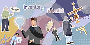 Inventor Scientist Flat Collage