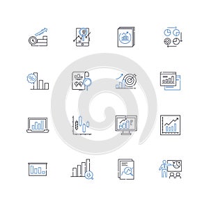 Inventories counts line icons collection. Accuracy, Barcoding, Audit, Cycle, Dashboard, Efficiency, Fraud vector and