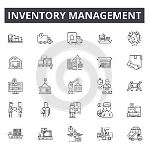 Inventory management line icons, signs, vector set, outline illustration concept