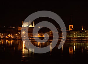 Inverness castle and river Ness at night, Inverness