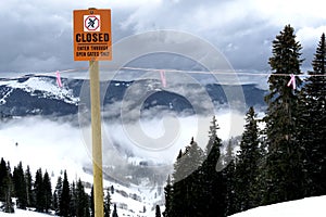 Inversion on the mountain warning sign boundary