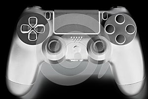 Invert color of DualShock Wireless Controller for PlayStation 4, video game controller analog, popular manual joystick on black bg photo