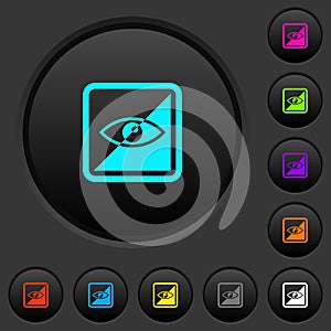Invert object dark push buttons with color icons photo