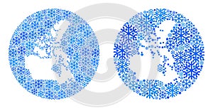 Inverted Circle Canada V2 Map - Snowflakes Mosaic with Empty Space