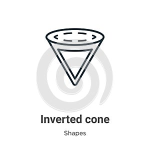 Inverted cone outline vector icon. Thin line black inverted cone icon, flat vector simple element illustration from editable