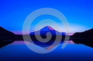 Inverted image of Mount Fuji at sunrise