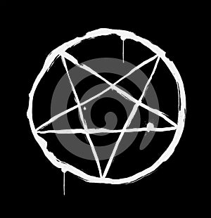 Inverted pentagram in the circle as symbol of satanism and satanist sect photo