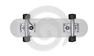 Inverted skateboard on a white background. 3d rendering