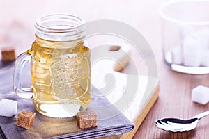 Inverted sugar syrup in a glass jar