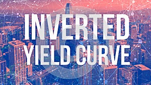 Inverted Yield Curve theme with abstract network patterns and skyscrapers