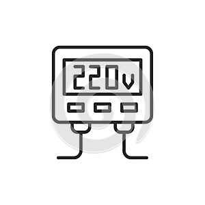 Inverter 12 - 220 V icon in line design. Inverter, 12V, 220V, Power, DC, AC, Voltage, Converter isolated on white