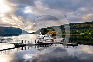 Sunrise over Loch Lomond seen from Inveruglas visitors` centre.