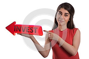 Invest arrow banner on hand