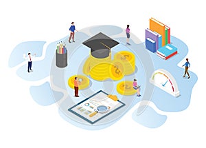 Invest in education concept with modern isometric or 3d style