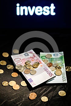 invest money euro finance concept