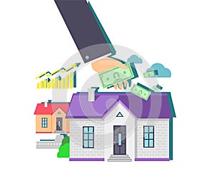 Invest in Real Estate Icon Flat Design