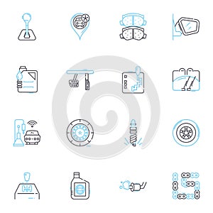 Invest in a ride linear icons set. Transportation, Profit, Ownership, Income, Carpool, Asset, Mobility line vector and photo