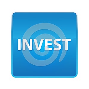 Invest shiny blue square button
