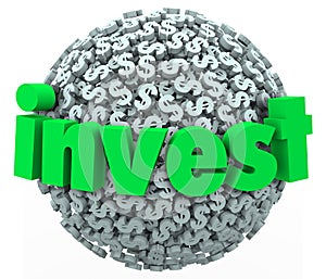 Invest Word Dollar Sign Sphere Stock Market Bond 401K Savings photo