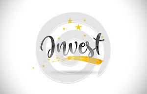 Invest Word Vector Text with Golden Stars Trail and Handwritten