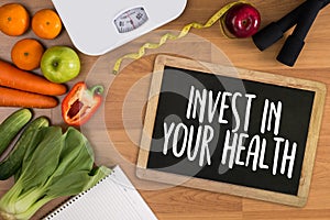 Invest in your health , Healthy lifestyle concept with diet and