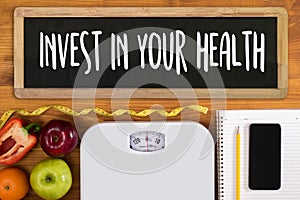 Invest in your health , Healthy lifestyle concept with diet and