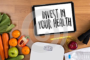 Invest in your health , Healthy lifestyle concept with diet and