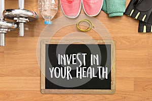 Invest in your health Healthy lifestyle concept with diet and fitness healthy food