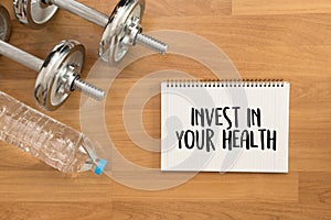 Invest in your health Healthy lifestyle concept with diet and fitness healthy food