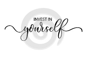 Invest in yourself - Cute hand drawn nursery poster with lettering in scandinavian style.