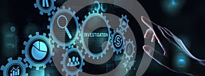 Investigation inspection audit business concept on virtual screen
